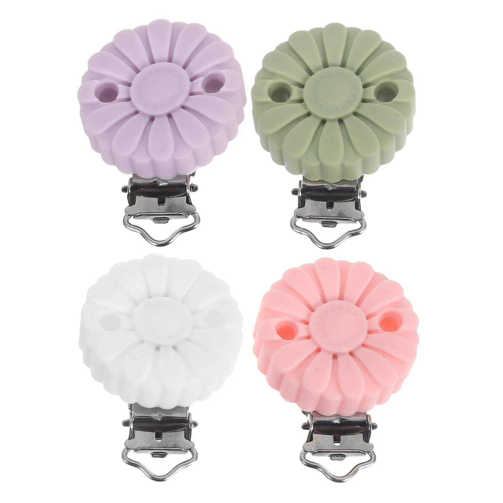 4pcs Silicone Pacifier Sunflower Shaped Baby Teething Suspender Clips Dummy Chain For Girls Boys Bib Clips Soother Holder Food
4pcs Silicone Pacifier Sunflower Shaped Baby Teething Suspender Clips Dummy Chain For Girls Boys Bib Clips Soother Holder Food