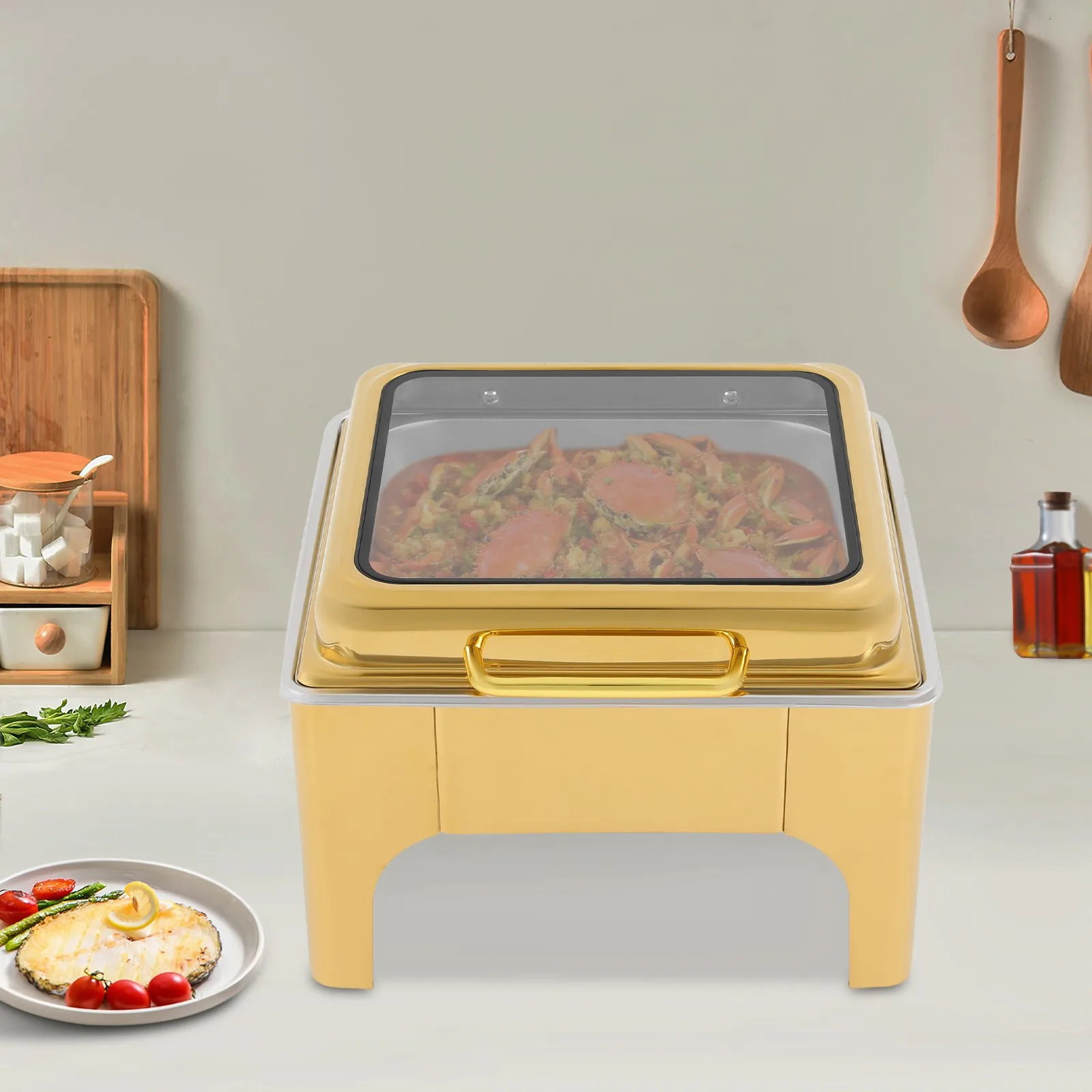 6L Full Gold-Plated Square Food Warmer with Alcohol Heating Insulated Pot, Sophisticated Touch for Fine Dining
6L Full Gold-Plated Square Food Warmer with Alcohol Heating Insulated Pot, Sophisticated Touch for Fine Dining