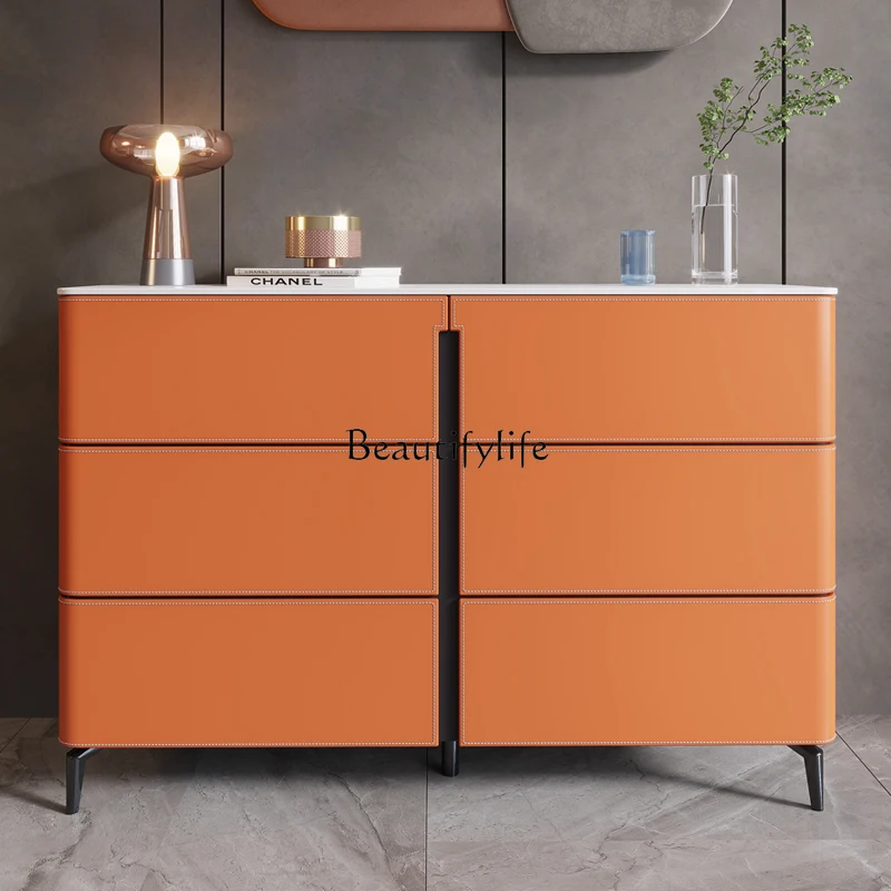 Italian light luxury saddle leather entrance against the wall tea cabinet bedroom heightened TV cabinet
Italian light luxury saddle leather entrance against the wall tea cabinet bedroom heightened TV cabinet