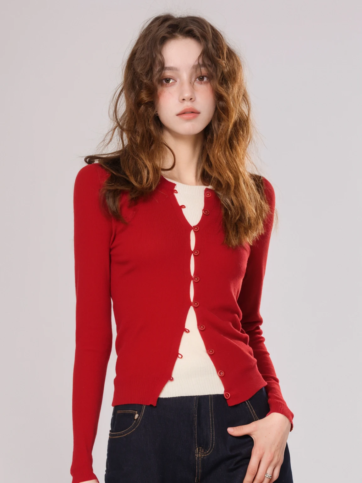Crsu New Year Red Knitted Cardigan Women's Slimming Commute Ele Top Spring Autumn Pure Color V-ne Long Sve
Crsu New Year Red Knitted Cardigan Women's Slimming Commute Ele Top Spring Autumn Pure Color V-ne Long Sve