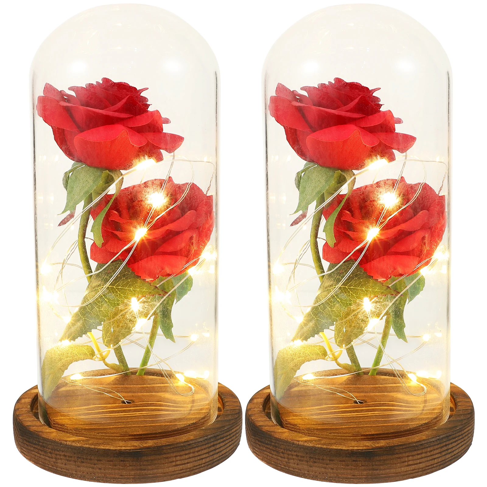 2 Flower LED String Light in Clear Glass Dome on Brown Wooden Base Powered Warm Decorative Lamp for Home
2 Flower LED String Light in Clear Glass Dome on Brown Wooden Base Powered Warm Decorative Lamp for Home