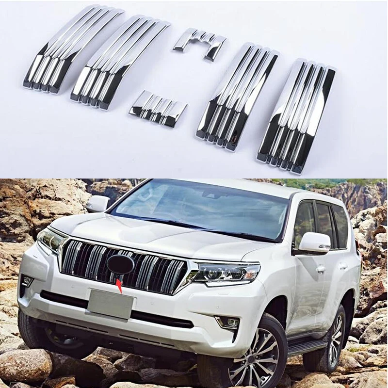 ABS Chrome 6pcs Front Grille Grill Shinny Decoration Trims For Toyota Land Cruiser Prado 2018 2019 FJ150 Accessories
ABS Chrome 6pcs Front Grille Grill Shinny Decoration Trims For Toyota Land Cruiser Prado 2018 2019 FJ150 Accessories