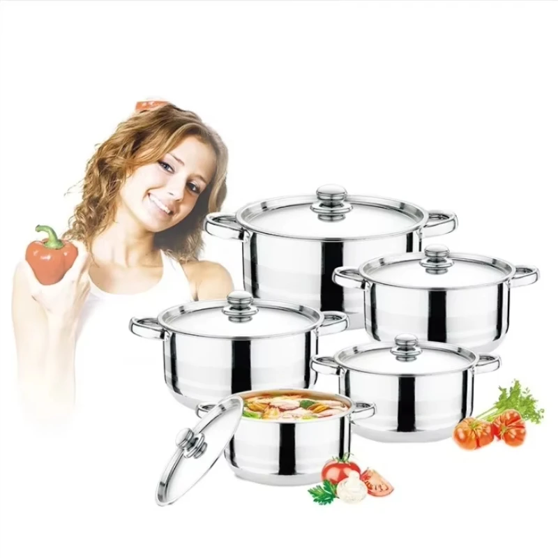 High-grade thickened stainless steel pot set, soup pot stew pot 9-layer bottom cookware set
High-grade thickened stainless steel pot set, soup pot stew pot 9-layer bottom cookware set