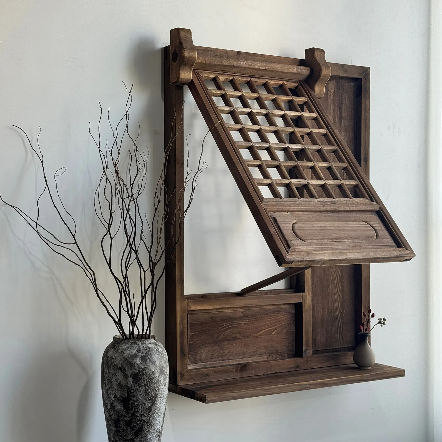 Dongyang wood carving solid wood support picking up the window Song's aesthetics hollowed out custom Chinese antique wabi
Dongyang wood carving solid wood support picking up the window Song's aesthetics hollowed out custom Chinese antique wabi