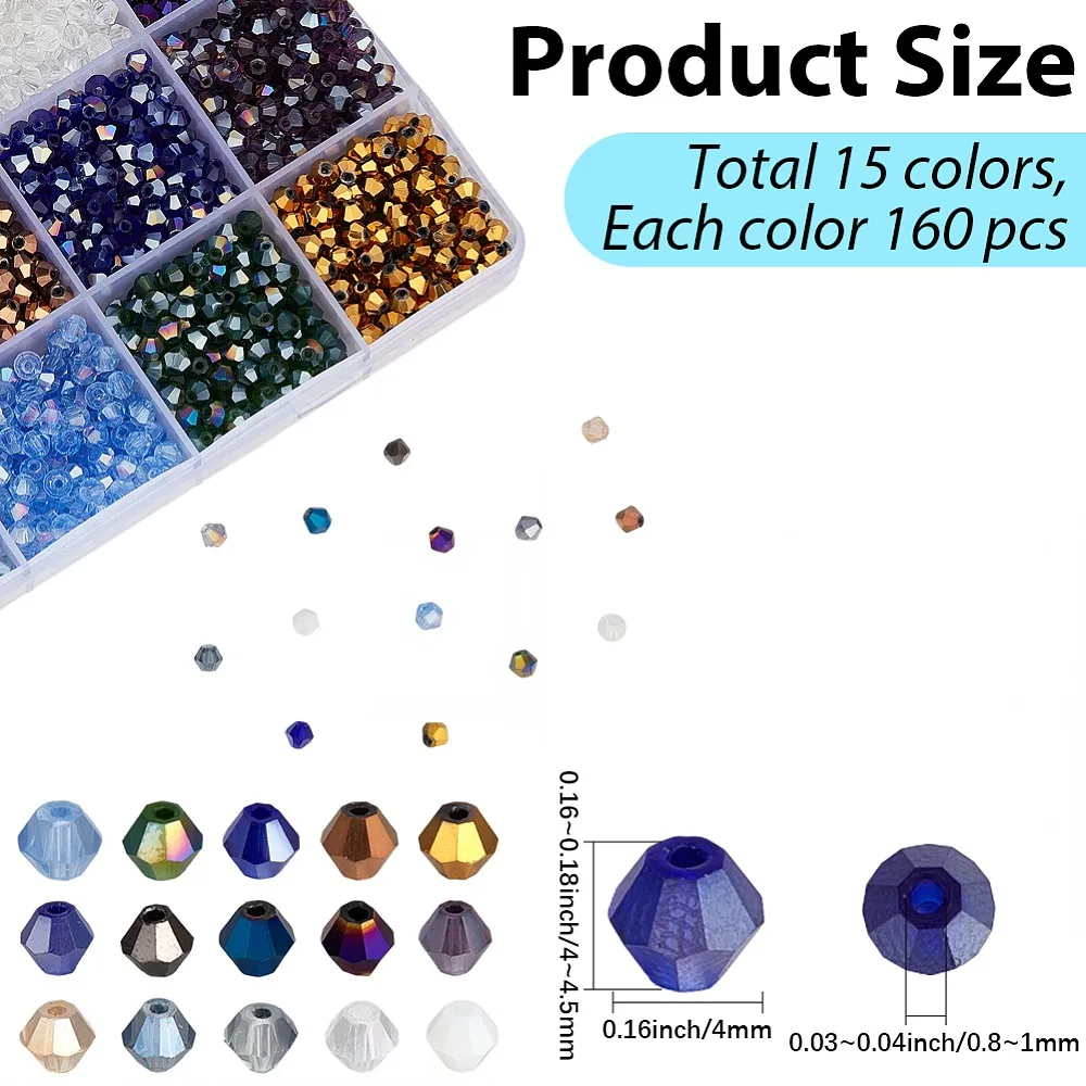 15 Colors Transparent Electroplate Glass Beads AB Color Plated Faceted Bicone Mixed Color 4x4~4.5mm Hole: 0.8~1mm 15 colors
15 Colors Transparent Electroplate Glass Beads AB Color Plated Faceted Bicone Mixed Color 4x4~4.5mm Hole: 0.8~1mm 15 colors
