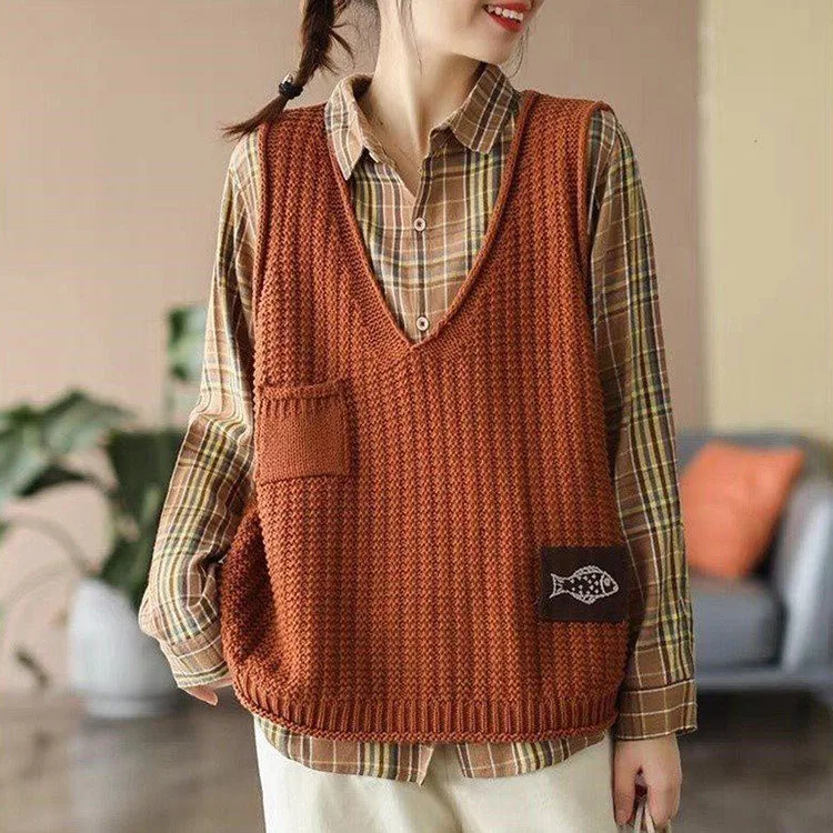 Свободный вязаный женский жилет V-Ne, весенне-осенняя повседневная верхняя одежда с ретро-этикеткой, свитер с перекрытием, модный хлопковый жилет для поездок на работу...
Свободный вязаный женский жилет V-Ne, весенне-осенняя повседневная верхняя одежда с ретро-этикеткой, свитер с перекрытием, модный хлопковый жилет для поездок на работу...