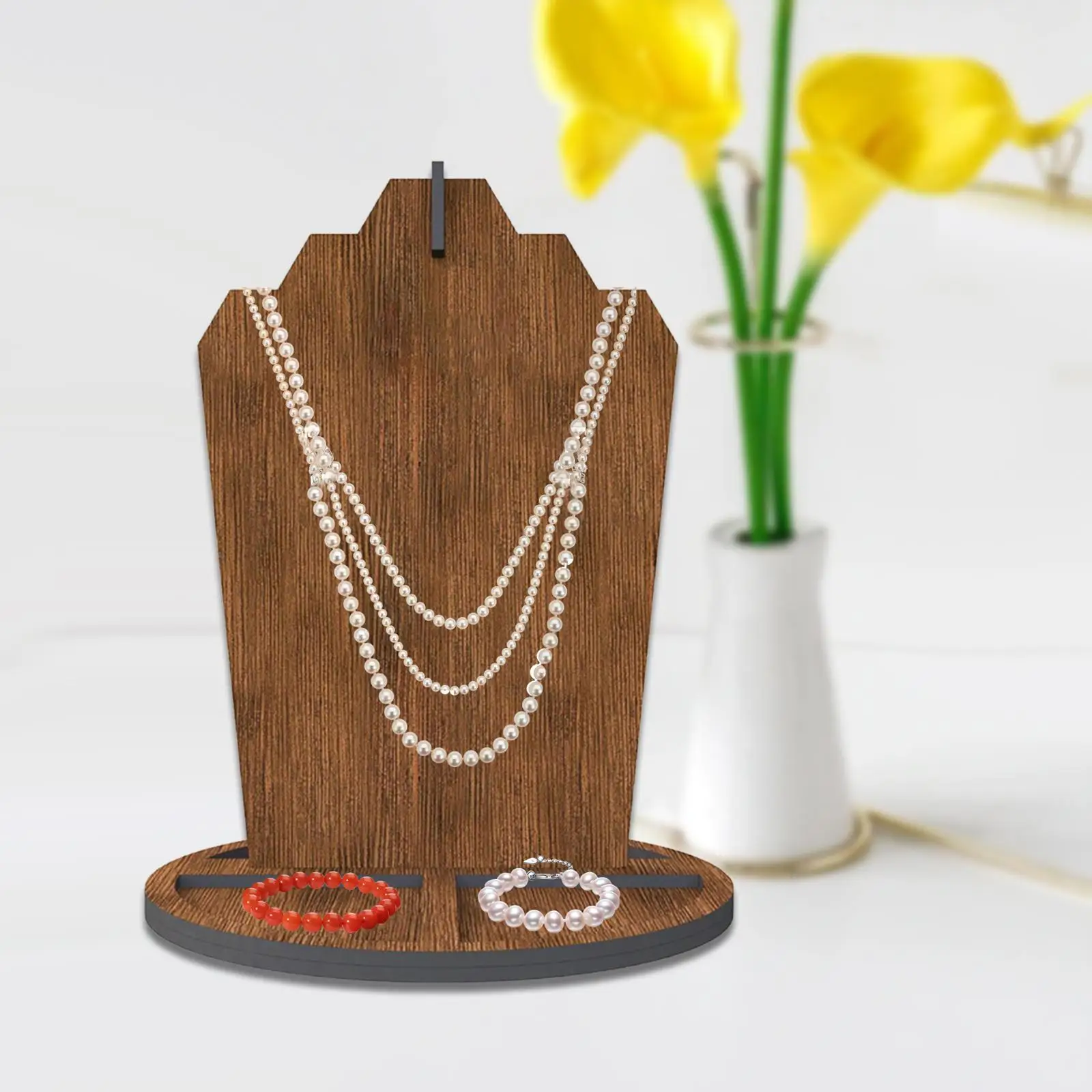 Wooden Jewelry Display Stand, Chain Holder Board with Storage Tray for Necklaces
Wooden Jewelry Display Stand, Chain Holder Board with Storage Tray for Necklaces