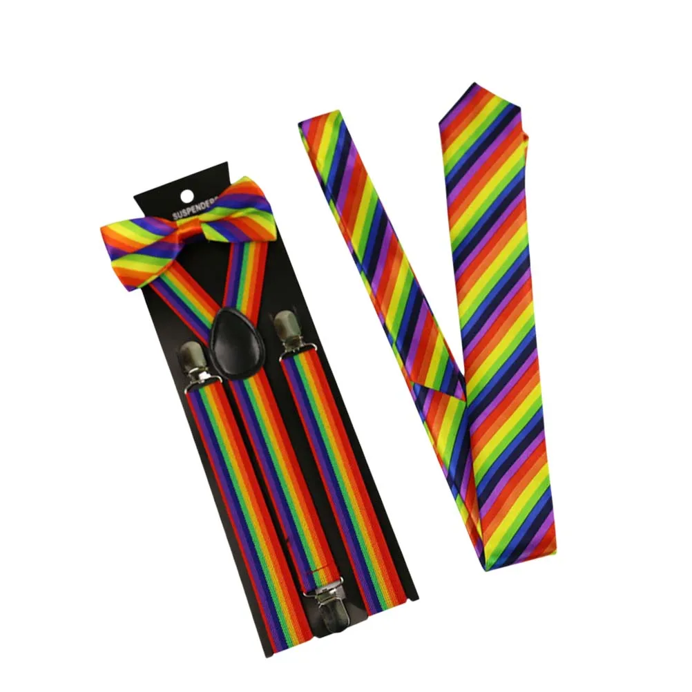 3Pcs Elastic Suspenders Striped Trouser Belt Unisex Adjustable Rainbow Bow Ties Fashion Comfortable For Men Women
3Pcs Elastic Suspenders Striped Trouser Belt Unisex Adjustable Rainbow Bow Ties Fashion Comfortable For Men Women