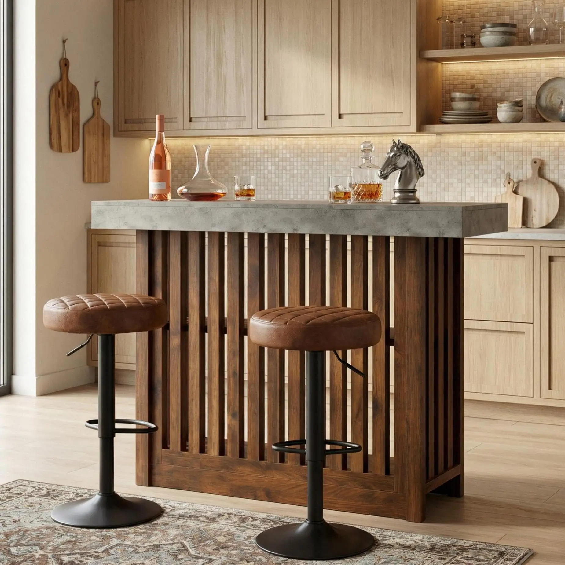 63 Inch Bar Table With Concrete Top And Wood Slatted Base Modern Counter Height Pub Table For Dining Living Room
63 Inch Bar Table With Concrete Top And Wood Slatted Base Modern Counter Height Pub Table For Dining Living Room