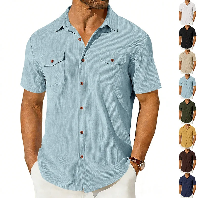 Man Short Sleeve Shirts 2026 Summer New Multi-Color Short-Sleeved Button Corduroy Business Shirts Casual Men's T-shirts
Man Short Sleeve Shirts 2026 Summer New Multi-Color Short-Sleeved Button Corduroy Business Shirts Casual Men's T-shirts