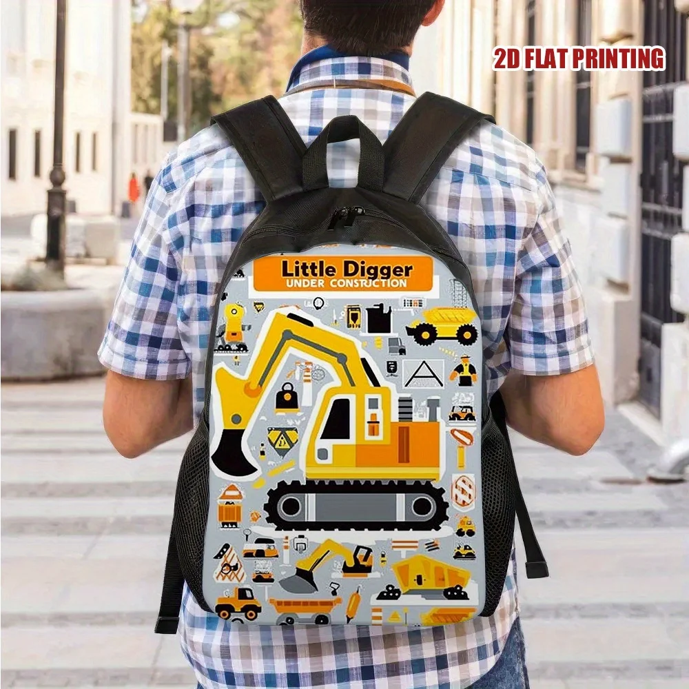 1 polyester casual backpack, 2D flat print with excavator pattern, large capacity zippered backpack with adjustable shoulder
1 polyester casual backpack, 2D flat print with excavator pattern, large capacity zippered backpack with adjustable shoulder