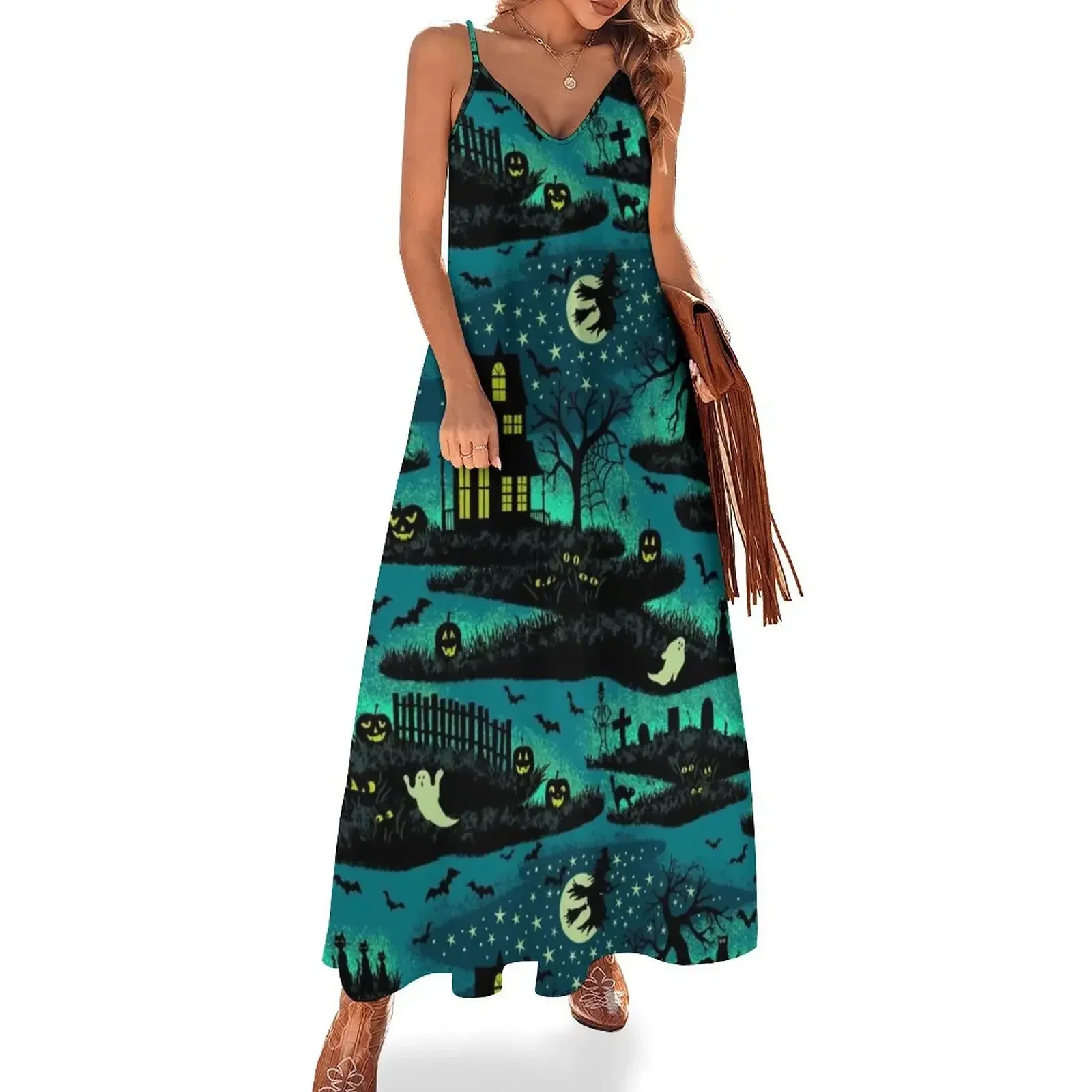 Magical Halloween Night - FoxFire Green Sleeveless Dress long dress women summer dresses ladies 2025 summer Dress
Magical Halloween Night - FoxFire Green Sleeveless Dress long dress women summer dresses ladies 2025 summer Dress