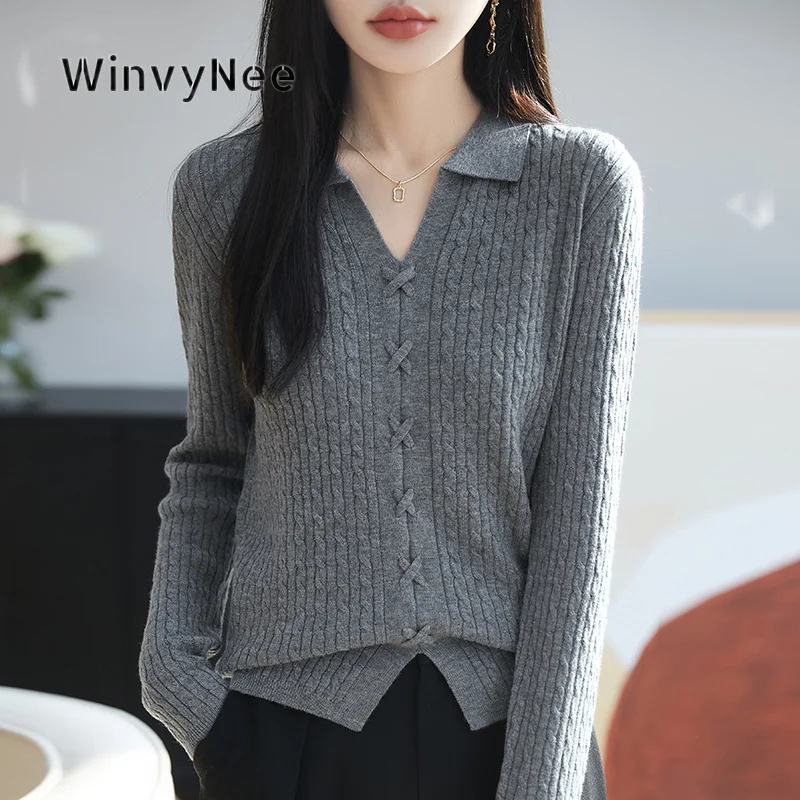 WinvyNee Women's Lapel V-Neck Knit Pullover Pure Wool Long Sleeve Twist Weave Split Hem Daily Slim Luxury Knit Outfit ZA1223004
WinvyNee Women's Lapel V-Neck Knit Pullover Pure Wool Long Sleeve Twist Weave Split Hem Daily Slim Luxury Knit Outfit ZA1223004