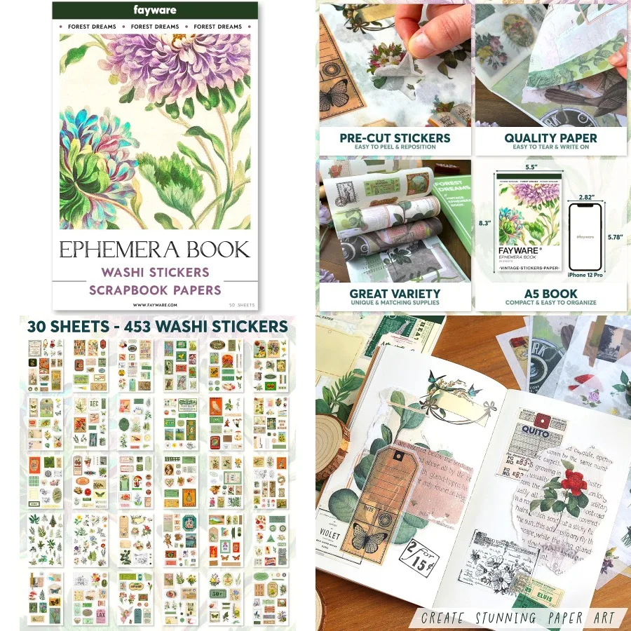 Винтажные наклейки Washi для скрапбукинга и журналов: декоративные элементы отображения 453 с 20 уникальными бумагами для скрапбукинга. Идеально подходят.
Винтажные наклейки Washi для скрапбукинга и журналов: декоративные элементы отображения 453 с 20 уникальными бумагами для скрапбукинга. Идеально подходят.