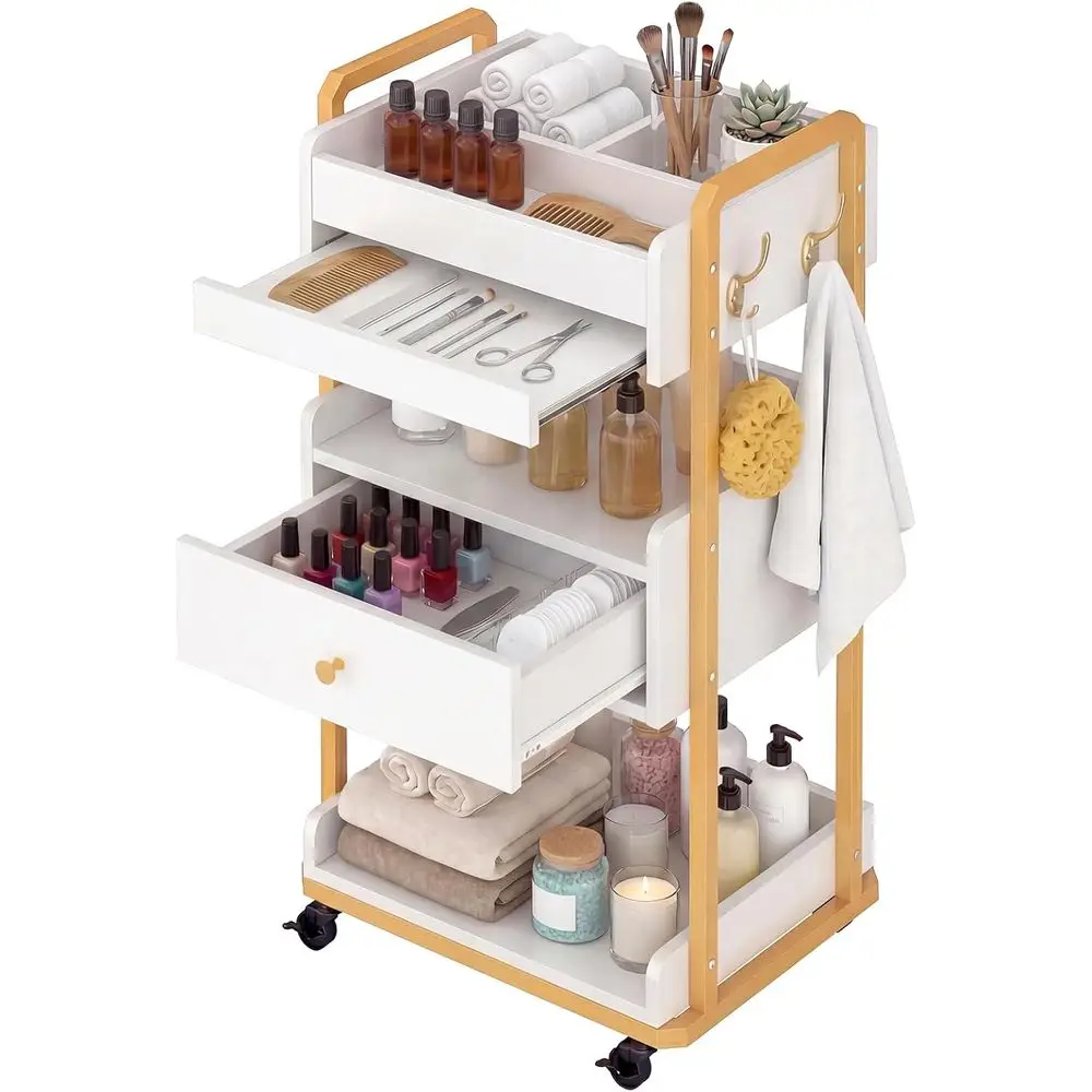 3-Tier Rolling Beauty Cart with Slide-Out Tray, Mobile Storage for Salons and Spas (White)
3-Tier Rolling Beauty Cart with Slide-Out Tray, Mobile Storage for Salons and Spas (White)