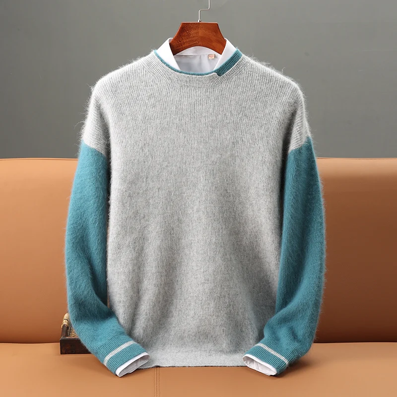 Autumn winter Thick Men's Sweater 100% Mink Cashmere Round Neck Pullover Casual Loose Knit Contrasting Color Menswear Warm
Autumn winter Thick Men's Sweater 100% Mink Cashmere Round Neck Pullover Casual Loose Knit Contrasting Color Menswear Warm