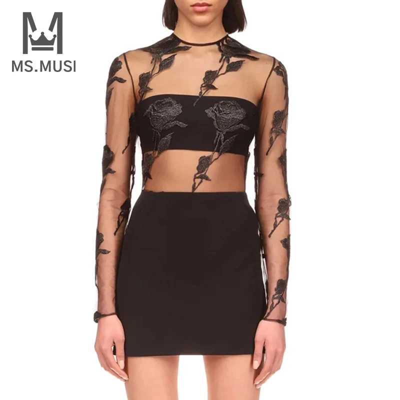 MSMUSI 2023 New Fashion Women Sexy O Neck Floral Lace Mesh Hollow Out Long Sleeve Backless Bandage Party Club Bodycon Mini Dress
MSMUSI 2023 New Fashion Women Sexy O Neck Floral Lace Mesh Hollow Out Long Sleeve Backless Bandage Party Club Bodycon Mini Dress