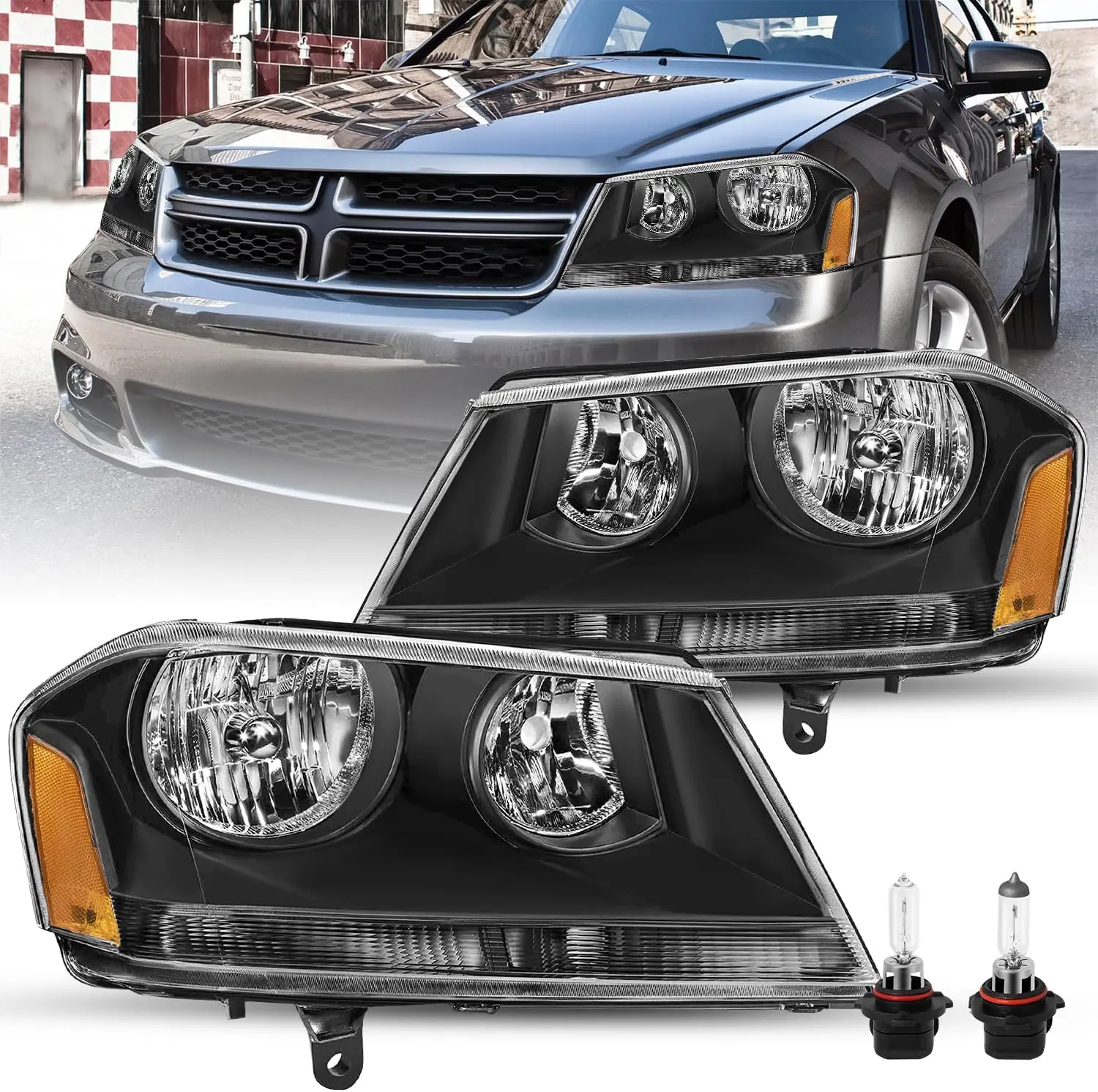 Фара в сборе подходит для Dodge Avenger 2008-2014 годов, черный корпус со стороны водителя и пассажира с янтарным отражателем и высоким/низким Be
Фара в сборе подходит для Dodge Avenger 2008-2014 годов, черный корпус со стороны водителя и пассажира с янтарным отражателем и высоким/низким Be
