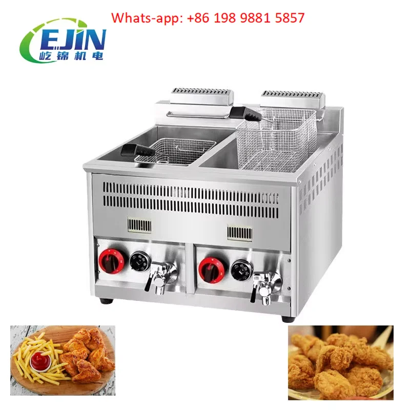 EJIN 14L Double Tank Fryer Fries Chicken Deep Fryer Equipment Gas Steel Key Stainless Power Food Commercial Deep Fryer
EJIN 14L Double Tank Fryer Fries Chicken Deep Fryer Equipment Gas Steel Key Stainless Power Food Commercial Deep Fryer
