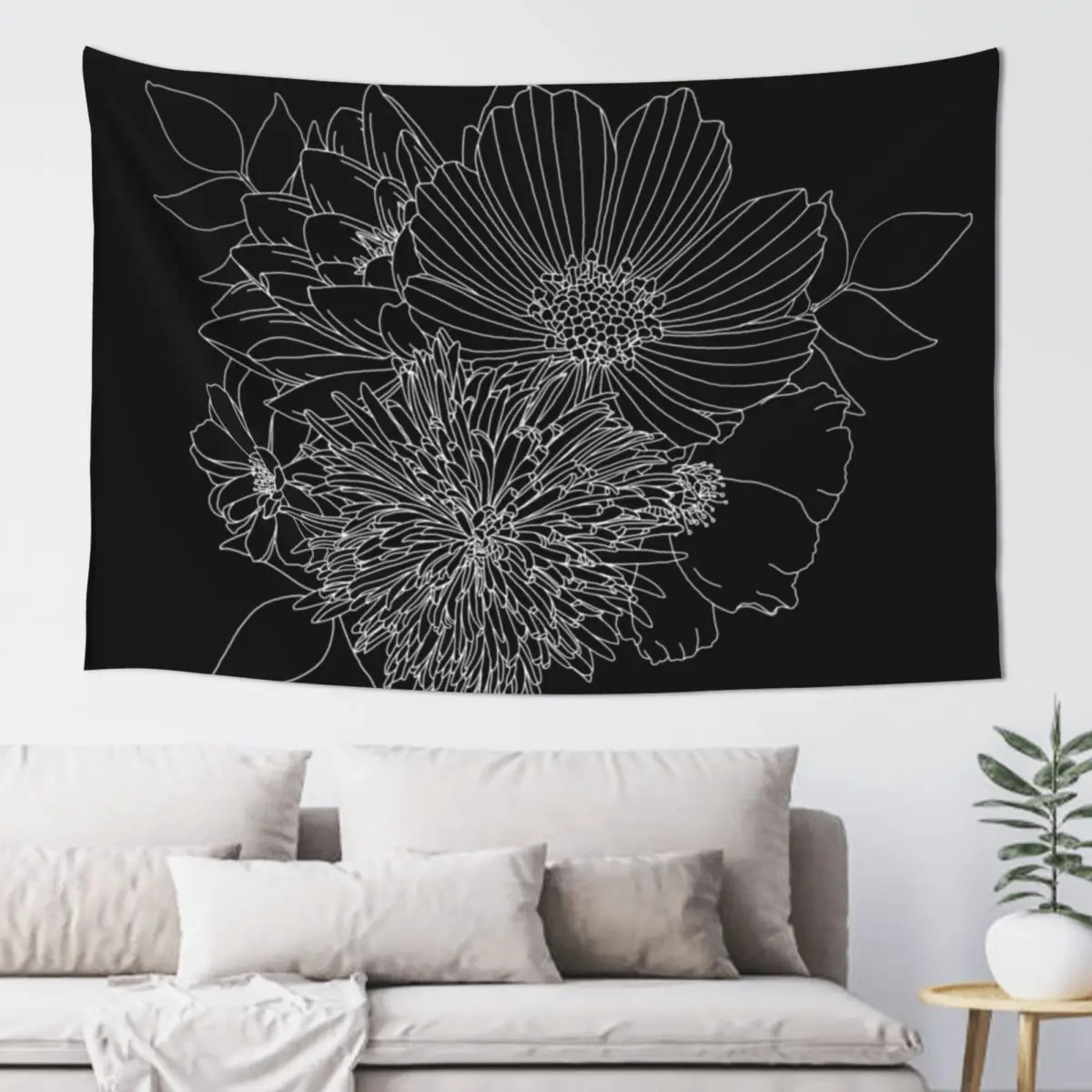 Floral Bouquet - White on Black Tapestry Cute Decor Room Decor For Girls Wall Hanging Wall Tapestry
Floral Bouquet - White on Black Tapestry Cute Decor Room Decor For Girls Wall Hanging Wall Tapestry
