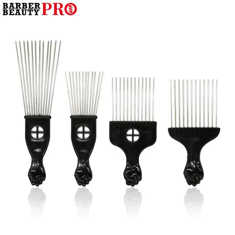 1 Piece Afro Fork Comb Stainless Steel Wide Teeth Hairdressing Brush Metal Pins Pick Hair Styling Tools Insert Curly Hair Comb