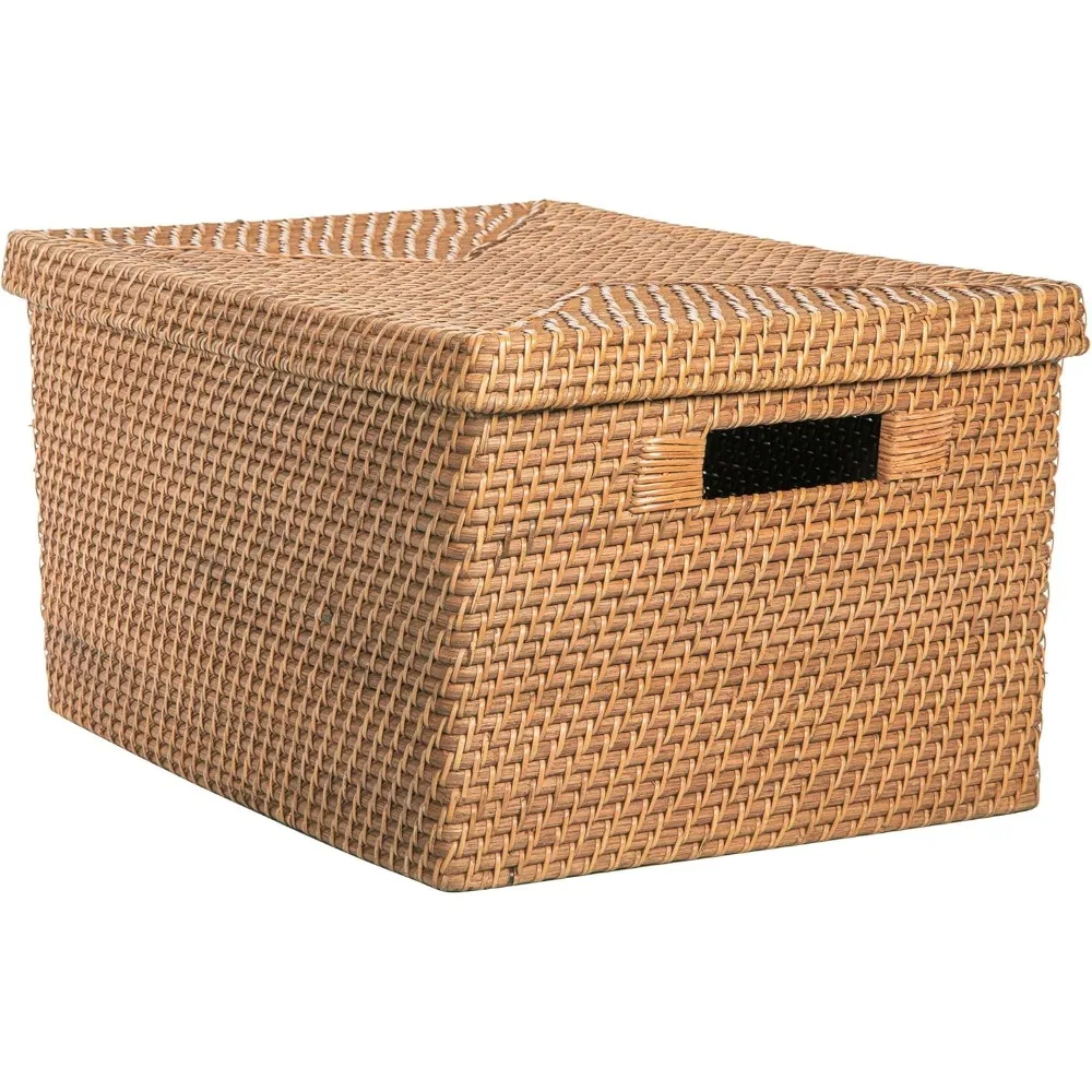 Rattan Storage Box and Decorative Basket, Honey Brown - 18.5 inch Stackable Bin with Lid for Organizing
Rattan Storage Box and Decorative Basket, Honey Brown - 18.5 inch Stackable Bin with Lid for Organizing