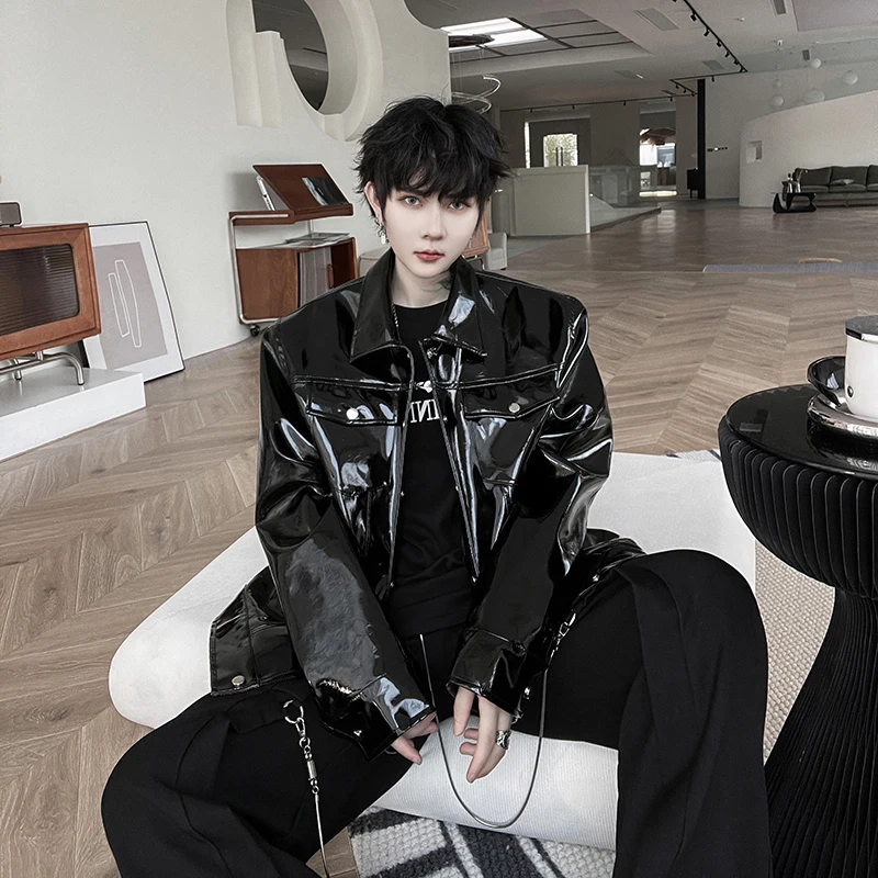 Future Sensation Men's PU Leather Jacket Glossy Reflective Casual Style Youthful Energy Trendy Brand Street Style Leather Coat
Future Sensation Men's PU Leather Jacket Glossy Reflective Casual Style Youthful Energy Trendy Brand Street Style Leather Coat