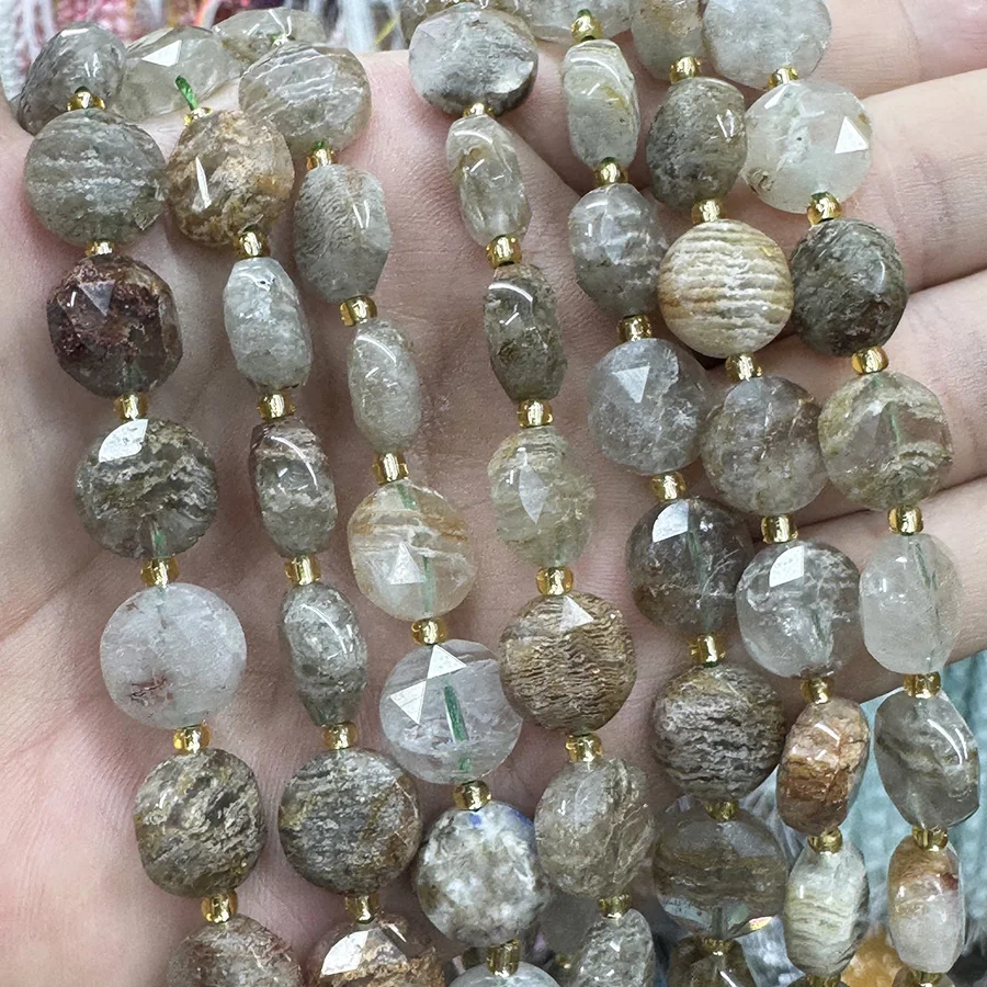 Natural Phantom Crystal Faceted Section Ghost Crystal Disk Shaped Loose For Jewelry Making DIY Necklace Bracelet 15'' 12mm
Natural Phantom Crystal Faceted Section Ghost Crystal Disk Shaped Loose For Jewelry Making DIY Necklace Bracelet 15'' 12mm