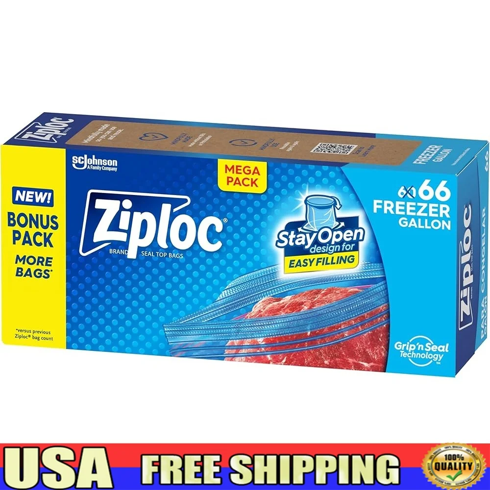 Gallon Freezer Bags Stand Up Design Grip Seal Technology Resealable Leak Resistant Food Storage 66 Count Easy Fill
Gallon Freezer Bags Stand Up Design Grip Seal Technology Resealable Leak Resistant Food Storage 66 Count Easy Fill