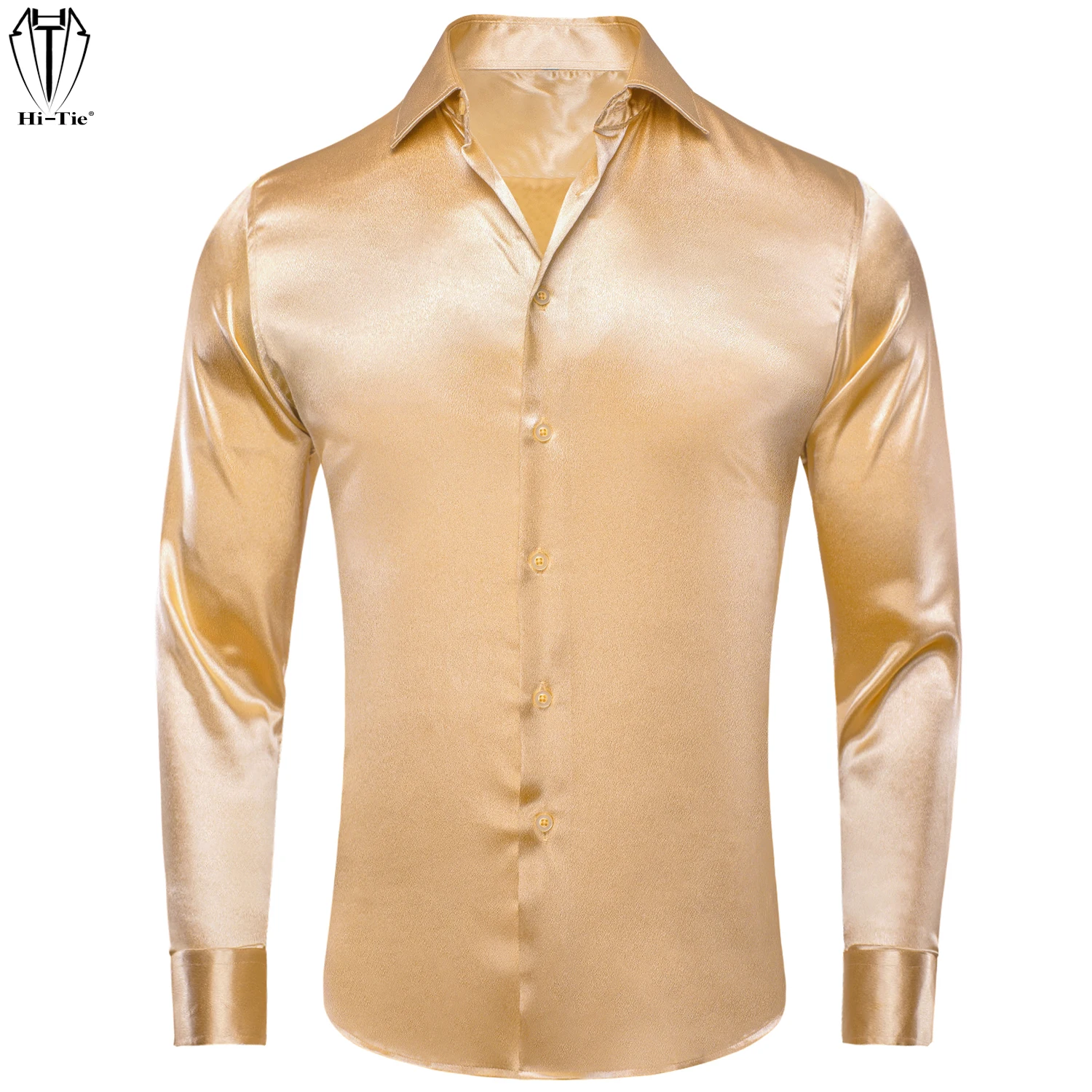 Hi-Tie Formal Plain Silk Mens Champagne Shirts Long Sleeve Pure Solid Satin yellow Suit Dress Shirt Casual Male Wedding Office
Hi-Tie Formal Plain Silk Mens Champagne Shirts Long Sleeve Pure Solid Satin yellow Suit Dress Shirt Casual Male Wedding Office