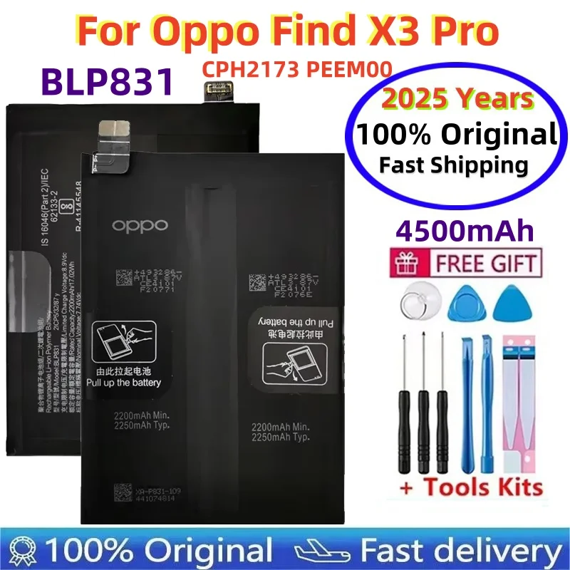 100% Original High Quality BLP831 4500mAh Phone Replacement Battery For Oppo Find X3 Pro X3Pro CPH2173 PEEM00 Batteries Bateria
100% Original High Quality BLP831 4500mAh Phone Replacement Battery For Oppo Find X3 Pro X3Pro CPH2173 PEEM00 Batteries Bateria