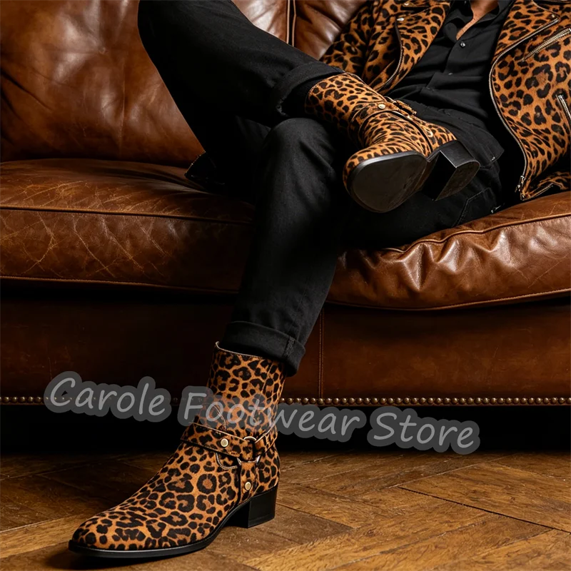 Sexy Leopard Prints Genuine Leather Male Chelsea Boots New Fashion Buckle Strap Chunky Heel High Top Boots Western Cowboys Boots
Sexy Leopard Prints Genuine Leather Male Chelsea Boots New Fashion Buckle Strap Chunky Heel High Top Boots Western Cowboys Boots