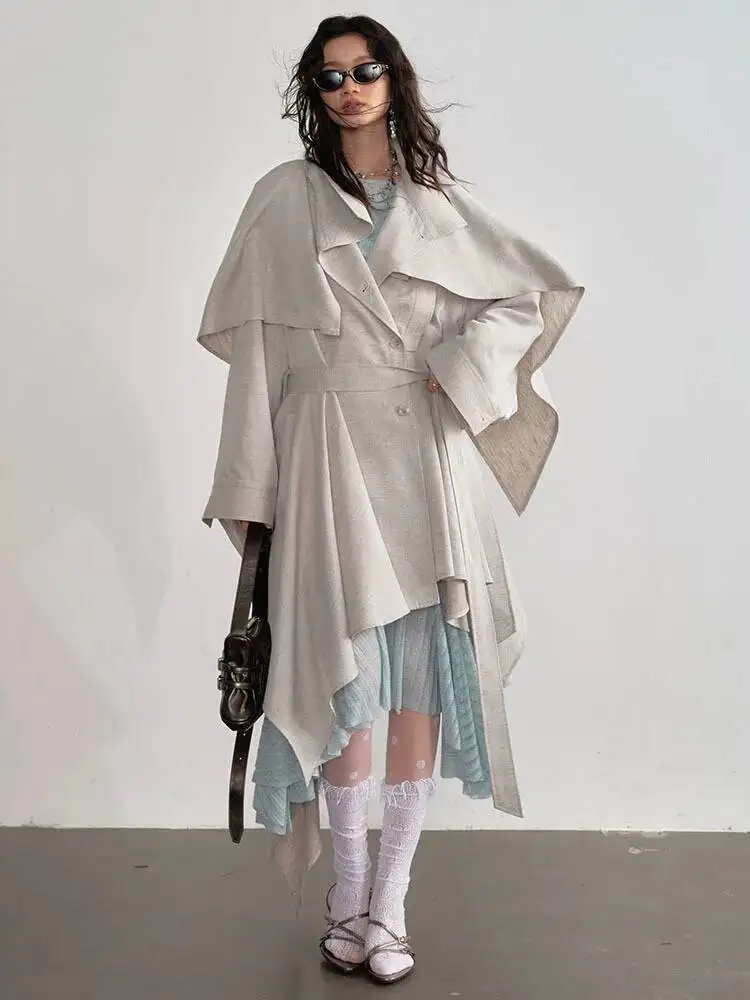 Beige Irregular Women Detachable Big Size Trench New Lapel Long Sleeve Windbreaker Fashion Spring Autumn 2026 5I8L
Beige Irregular Women Detachable Big Size Trench New Lapel Long Sleeve Windbreaker Fashion Spring Autumn 2026 5I8L
