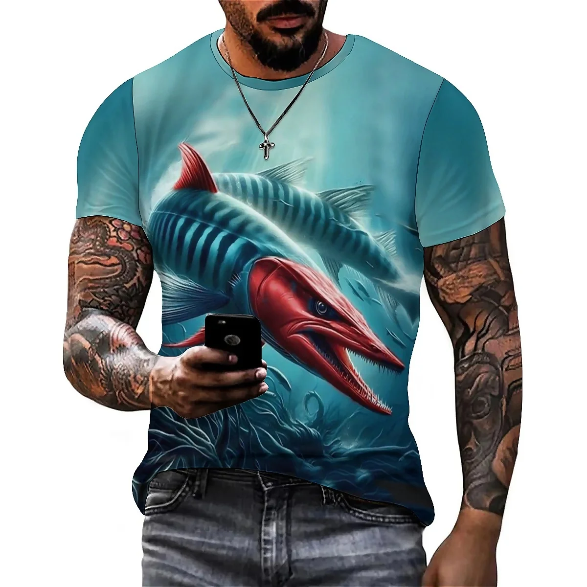 Fashionable Loose Realistic Pattern Men's 3D Printed Short-Sleeve T-Shirt - Loose-Fit Men's Printed Top
Fashionable Loose Realistic Pattern Men's 3D Printed Short-Sleeve T-Shirt - Loose-Fit Men's Printed Top