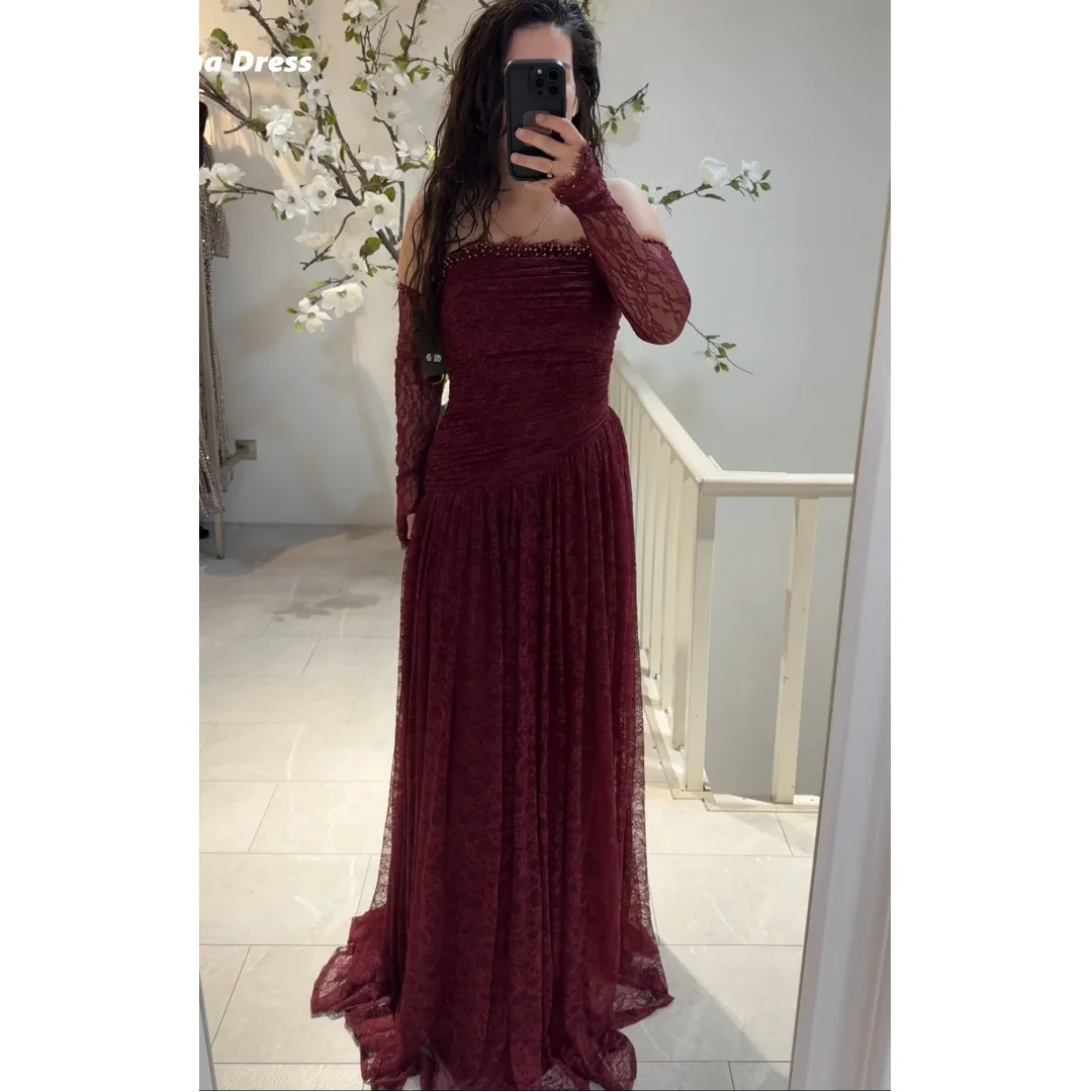 Lena Burgundy Luxury Elegant Party Dresses for Wedding Woman Embroidered Lace Customized Long Sleeves Formal and Evening Dresses
Lena Burgundy Luxury Elegant Party Dresses for Wedding Woman Embroidered Lace Customized Long Sleeves Formal and Evening Dresses