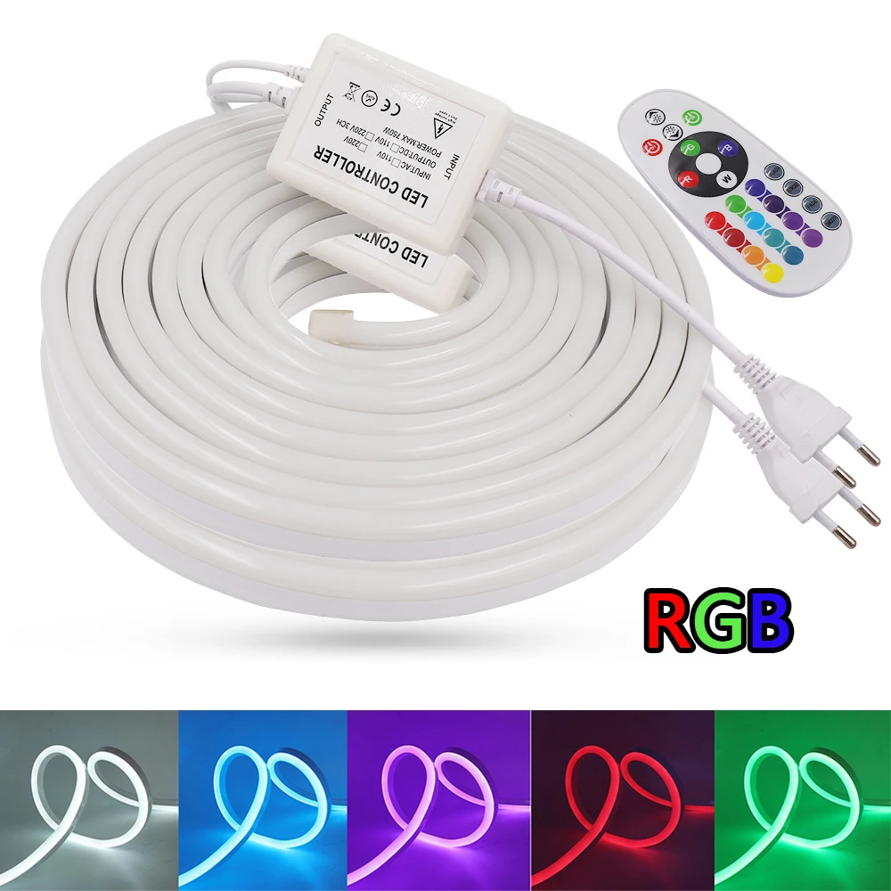 Neon Light Sign EU 220V RGB Neon Strip Remote Control SMD 5050 2835 Waterproof Neon Rope 80Leds/m 120Leds/m Flexible LED Tape
Neon Light Sign EU 220V RGB Neon Strip Remote Control SMD 5050 2835 Waterproof Neon Rope 80Leds/m 120Leds/m Flexible LED Tape