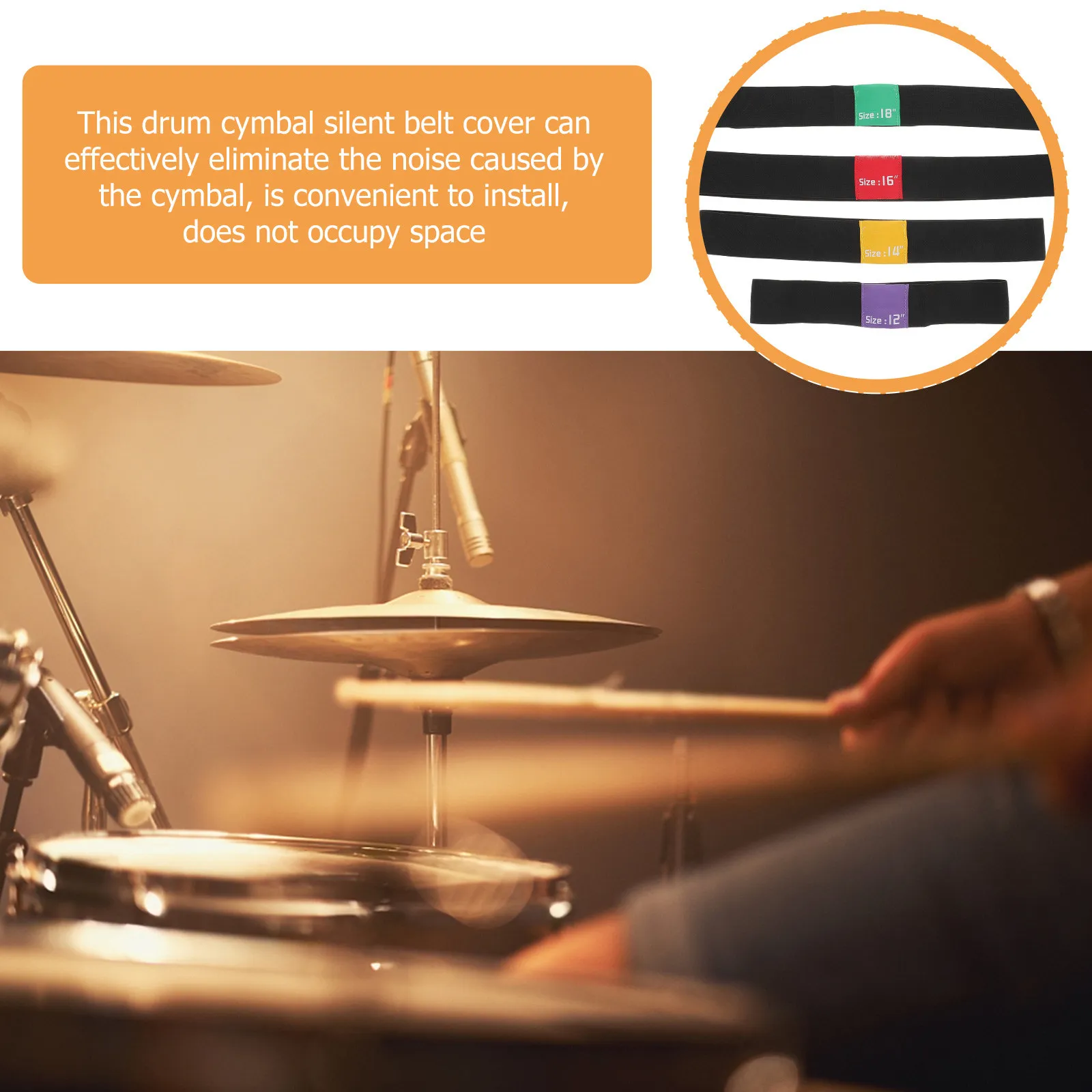 4Pcs Drum Cymbal Silent Belt Cover Noise Reduction Mute Elastic Band for Practice Home Studio Perfect Overtone Elimination
4Pcs Drum Cymbal Silent Belt Cover Noise Reduction Mute Elastic Band for Practice Home Studio Perfect Overtone Elimination