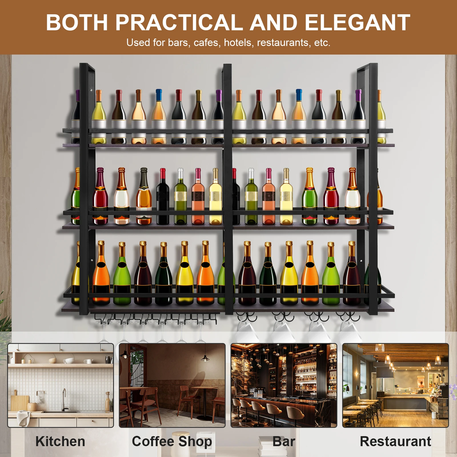 Wall Mounted Wine Rack with Glass Holder Wine Bottles Display Shelf Hanging Bar Liquor Storage Rack for Kitchen Dining Room Home
Wall Mounted Wine Rack with Glass Holder Wine Bottles Display Shelf Hanging Bar Liquor Storage Rack for Kitchen Dining Room Home