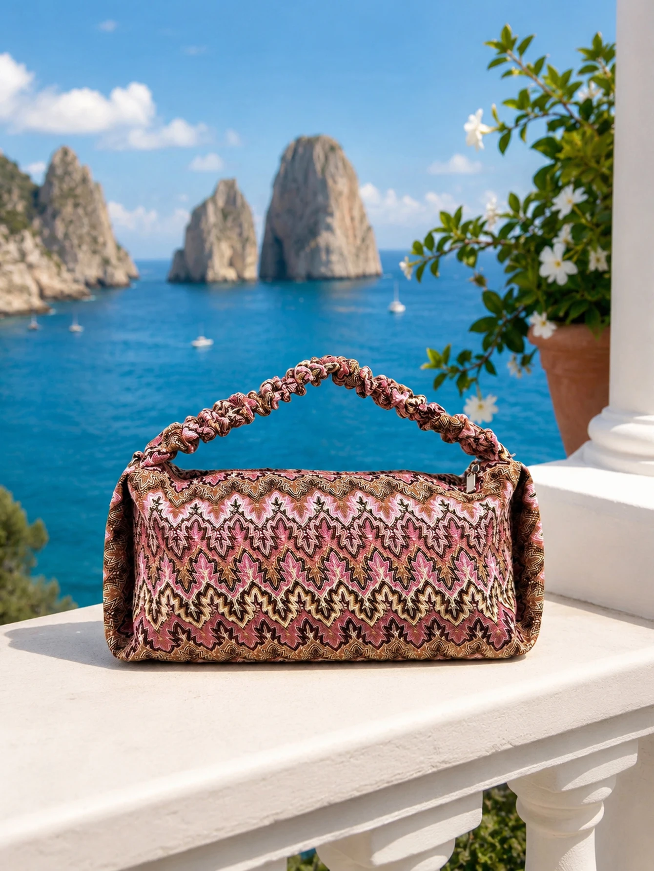 Retro Pink-Brown Wavy Pattern Knitted Hand-Carry Makeup Bag with Unique Design and Braided Handle, Versatile for Commuting and Vacation (Pattern Random)
Retro Pink-Brown Wavy Pattern Knitted Hand-Carry Makeup Bag with Unique Design and Braided Handle, Versatile for Commuting and Vacation (Pattern Random)