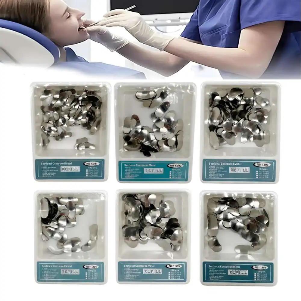 Dental Matrix Sectional Contoured Matrices Band Kit Metal Dentistry Matriz Materials Teeth Orthodontic Forming,100 PCS/ BOX
Dental Matrix Sectional Contoured Matrices Band Kit Metal Dentistry Matriz Materials Teeth Orthodontic Forming,100 PCS/ BOX