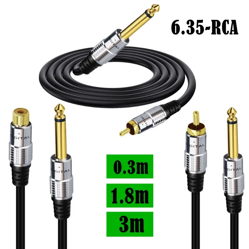 30 Cm, 1.8 Meters Gold-plated Aluminum Shell Coaxial Cable Copper Core 6.35mm Mono RCA Male and Female Audio Cable Musician
30 Cm, 1.8 Meters Gold-plated Aluminum Shell Coaxial Cable Copper Core 6.35mm Mono RCA Male and Female Audio Cable Musician