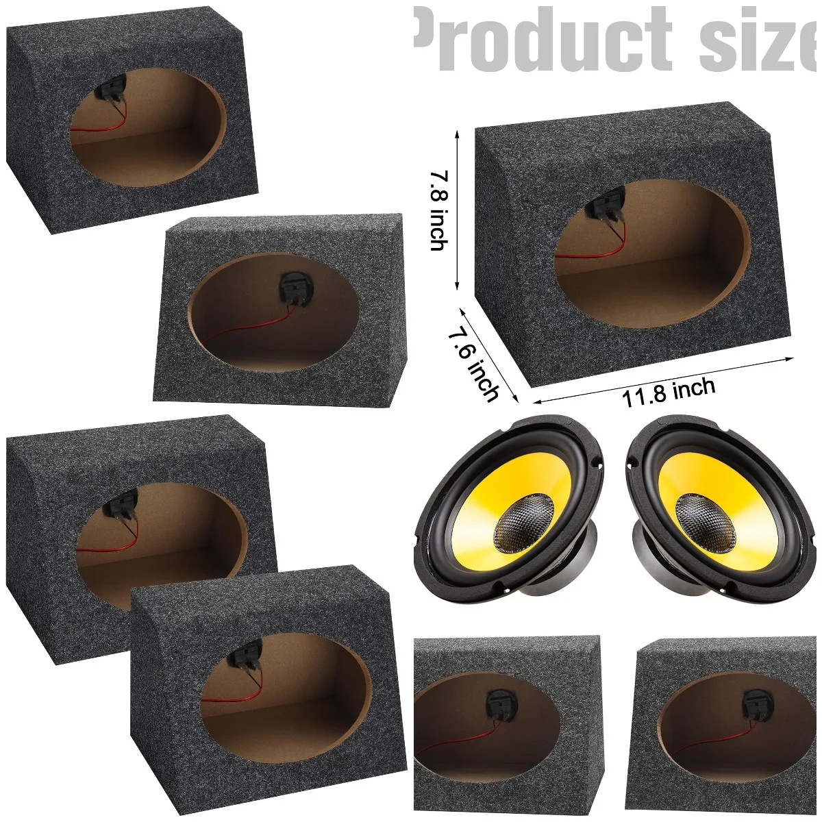 2 Pcs 6x9 Inch Angled Car Speaker Boxes, Sturdy Enclosures for Vehicle & Home Subwoofer, 8.25 x 5 x 12 Inch
2 Pcs 6x9 Inch Angled Car Speaker Boxes, Sturdy Enclosures for Vehicle & Home Subwoofer, 8.25 x 5 x 12 Inch