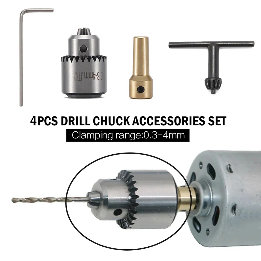 4Pcs Set Power Tool Accessories JT0 Compatible With Metal Motor Drill Chuck Clamping Range 0.3-4mm Electric Motor Shaft
4Pcs Set Power Tool Accessories JT0 Compatible With Metal Motor Drill Chuck Clamping Range 0.3-4mm Electric Motor Shaft