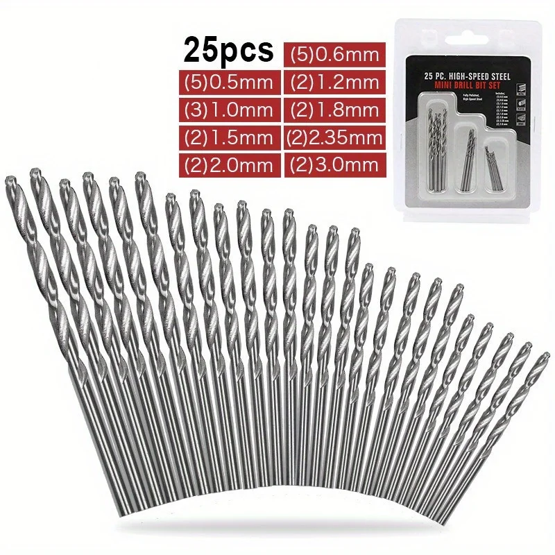 10/25pcs Micro Mini Drill Set, Small Shank Full Round High Speed Steel Twist Drill Bit, High Speed Steel Micro Drill Bits
10/25pcs Micro Mini Drill Set, Small Shank Full Round High Speed Steel Twist Drill Bit, High Speed Steel Micro Drill Bits
