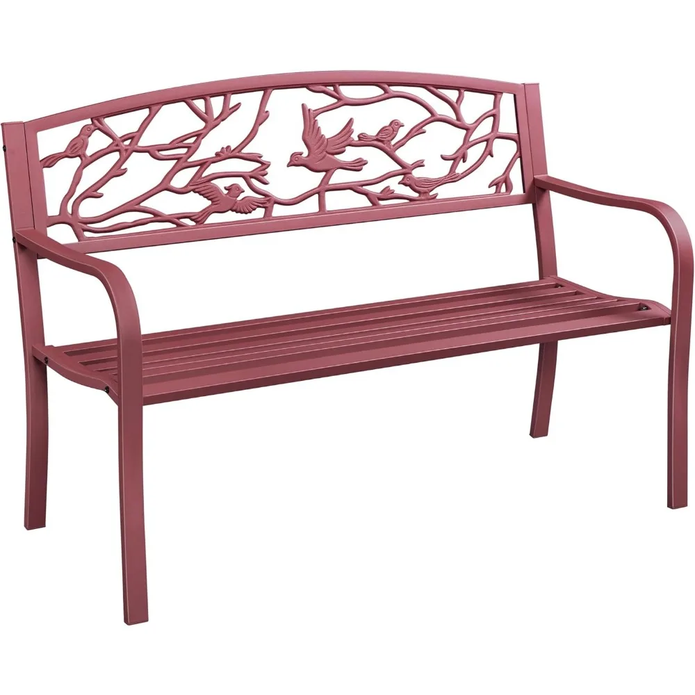 Outdoor Garden Bench Patio Furniture Chair Outdoor with Vintage Bird Pattern Backrest, Slatted Seat, Antique Metal Bench for Ya
Outdoor Garden Bench Patio Furniture Chair Outdoor with Vintage Bird Pattern Backrest, Slatted Seat, Antique Metal Bench for Ya