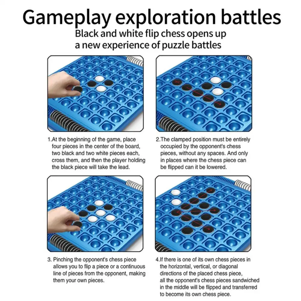 Dual-Side Reversi Game 2 Players Logic Training Stimulate Imagination Flip Black and White Chess Thinking Reasoning
Dual-Side Reversi Game 2 Players Logic Training Stimulate Imagination Flip Black and White Chess Thinking Reasoning