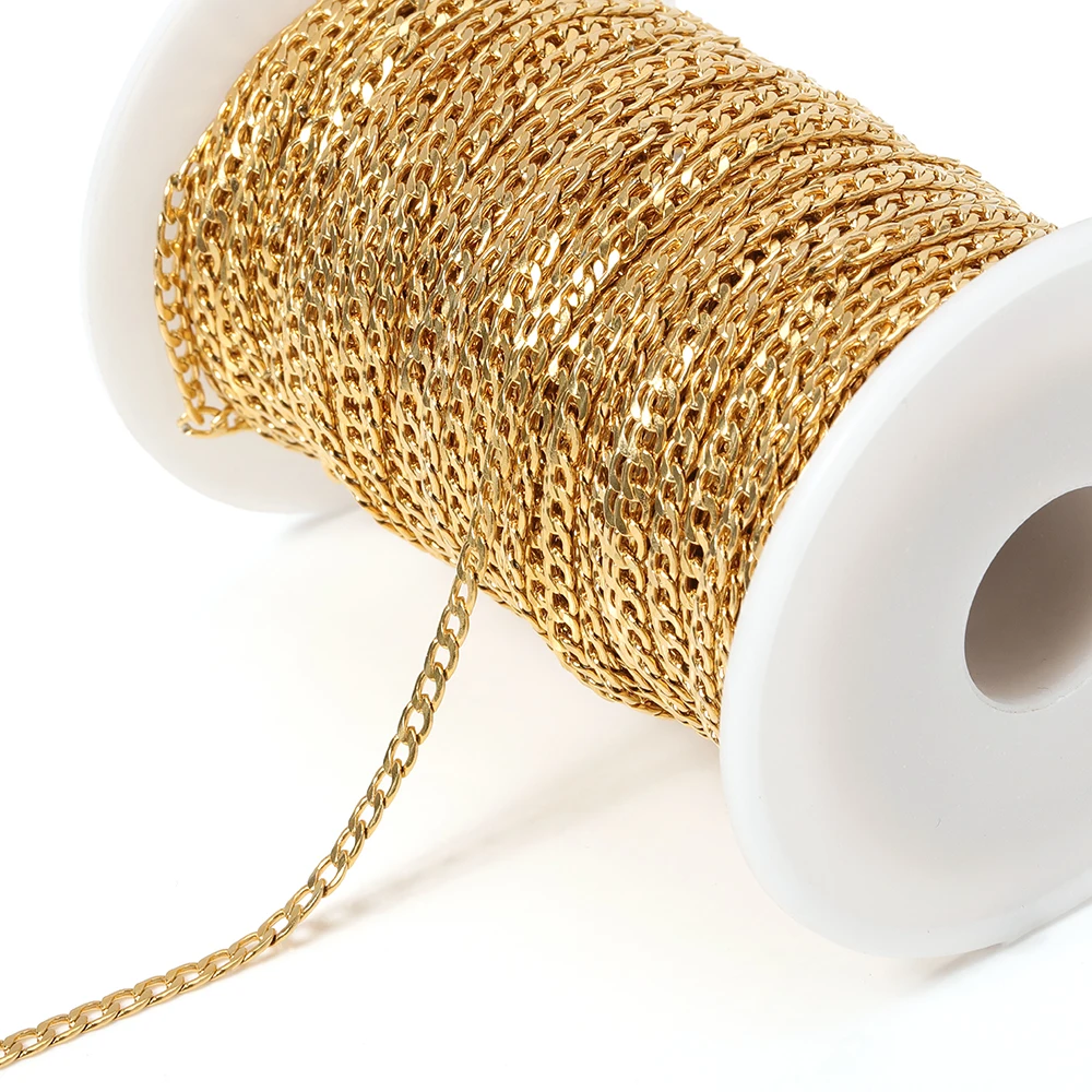 1-2meter Stainless Steel Gold Curb Cuban Link Chain 3mm Bulk Jewelry Chains For DIY Handmade Necklace Bracelet Jewelry Making
1-2meter Stainless Steel Gold Curb Cuban Link Chain 3mm Bulk Jewelry Chains For DIY Handmade Necklace Bracelet Jewelry Making