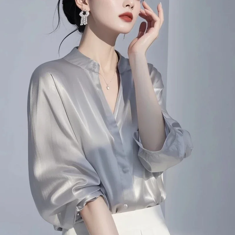 Satin Women's Blouses Korean Shirts FASHION Loose Spring/Summer Casual Clothing Solid Short Sleeve Women Tops
Satin Women's Blouses Korean Shirts FASHION Loose Spring/Summer Casual Clothing Solid Short Sleeve Women Tops