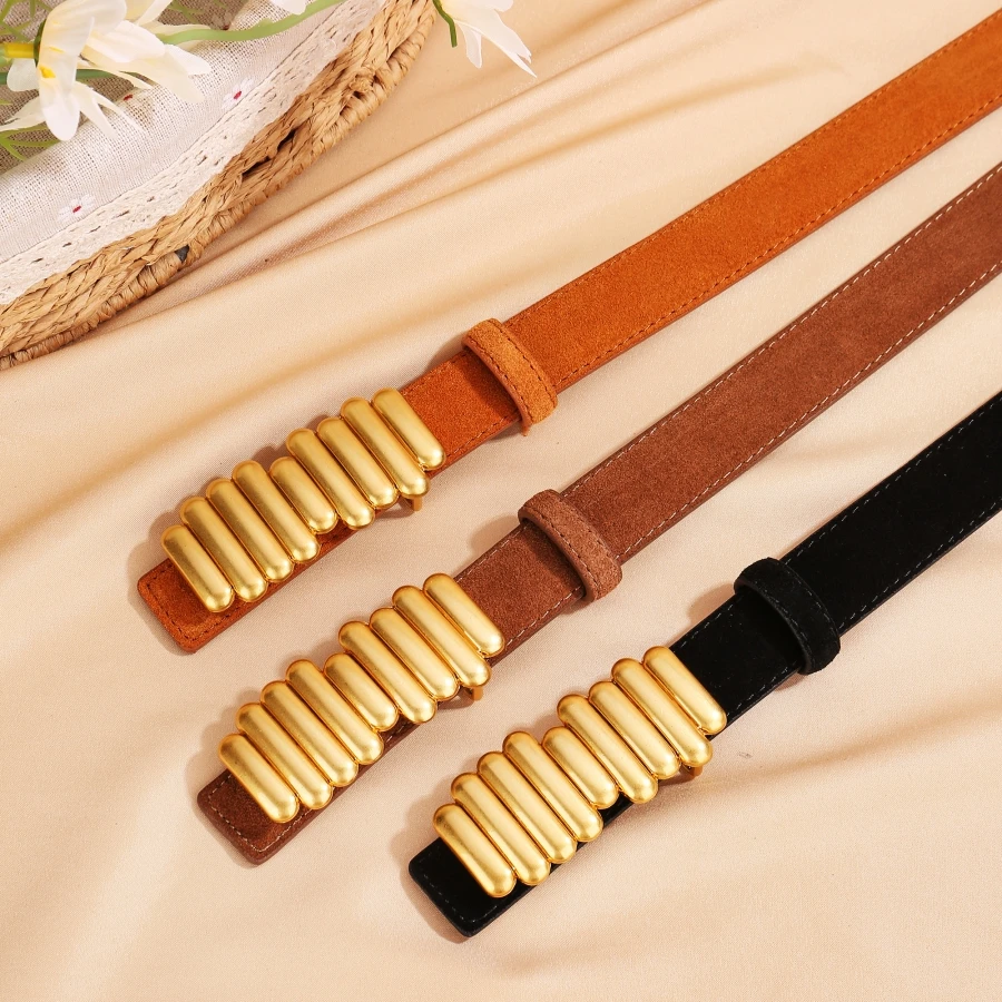 Trendy Skinny Suede Cowhide Belts for Women with Gold Buckle for Dresses Jeans Pants
Trendy Skinny Suede Cowhide Belts for Women with Gold Buckle for Dresses Jeans Pants