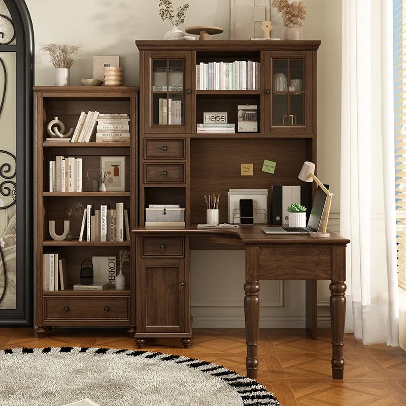 American full solid wood walnut corner bookshelf combination bedroom children's desk office computer
American full solid wood walnut corner bookshelf combination bedroom children's desk office computer